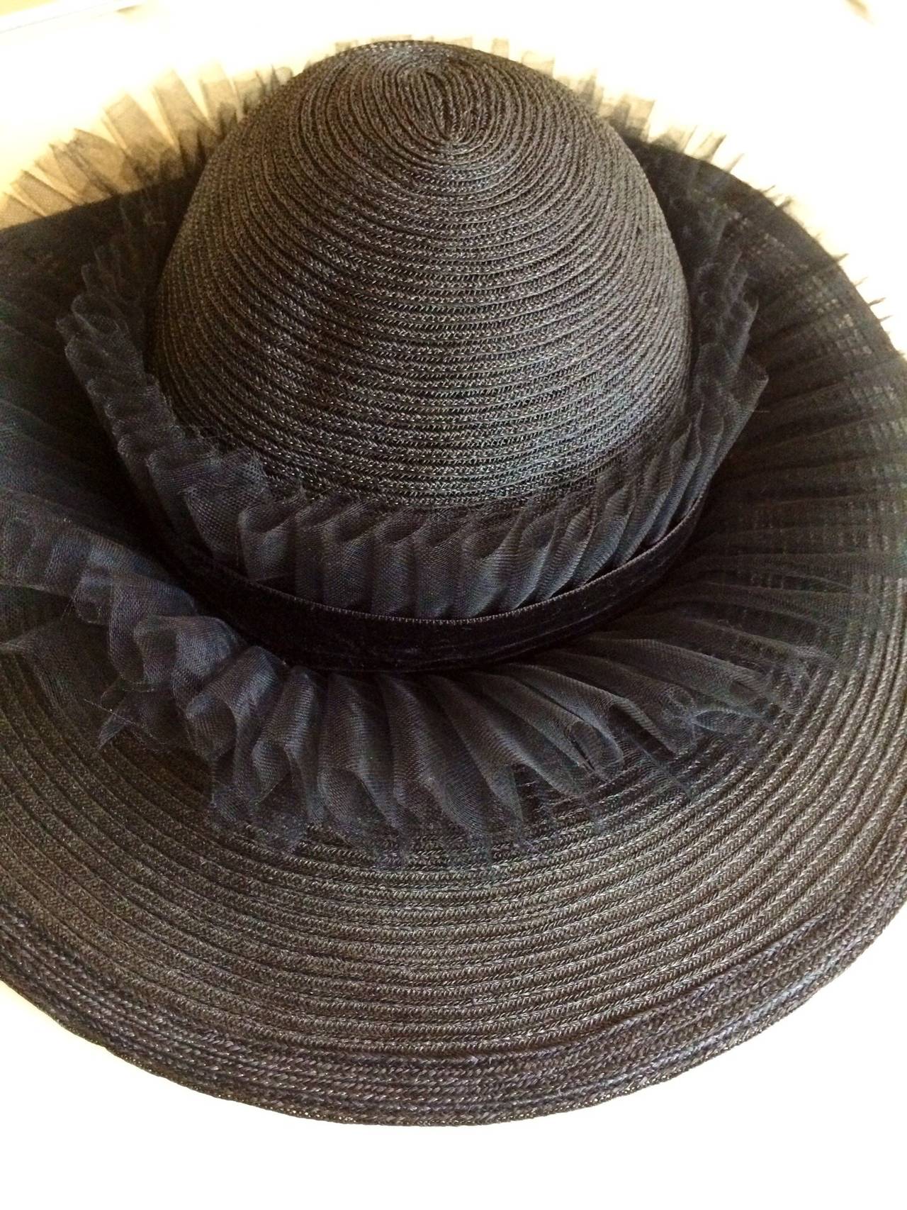 Chanel Black Hat Spring 2003 Ad Campaign Tags In Excellent Condition In Boca Raton, FL