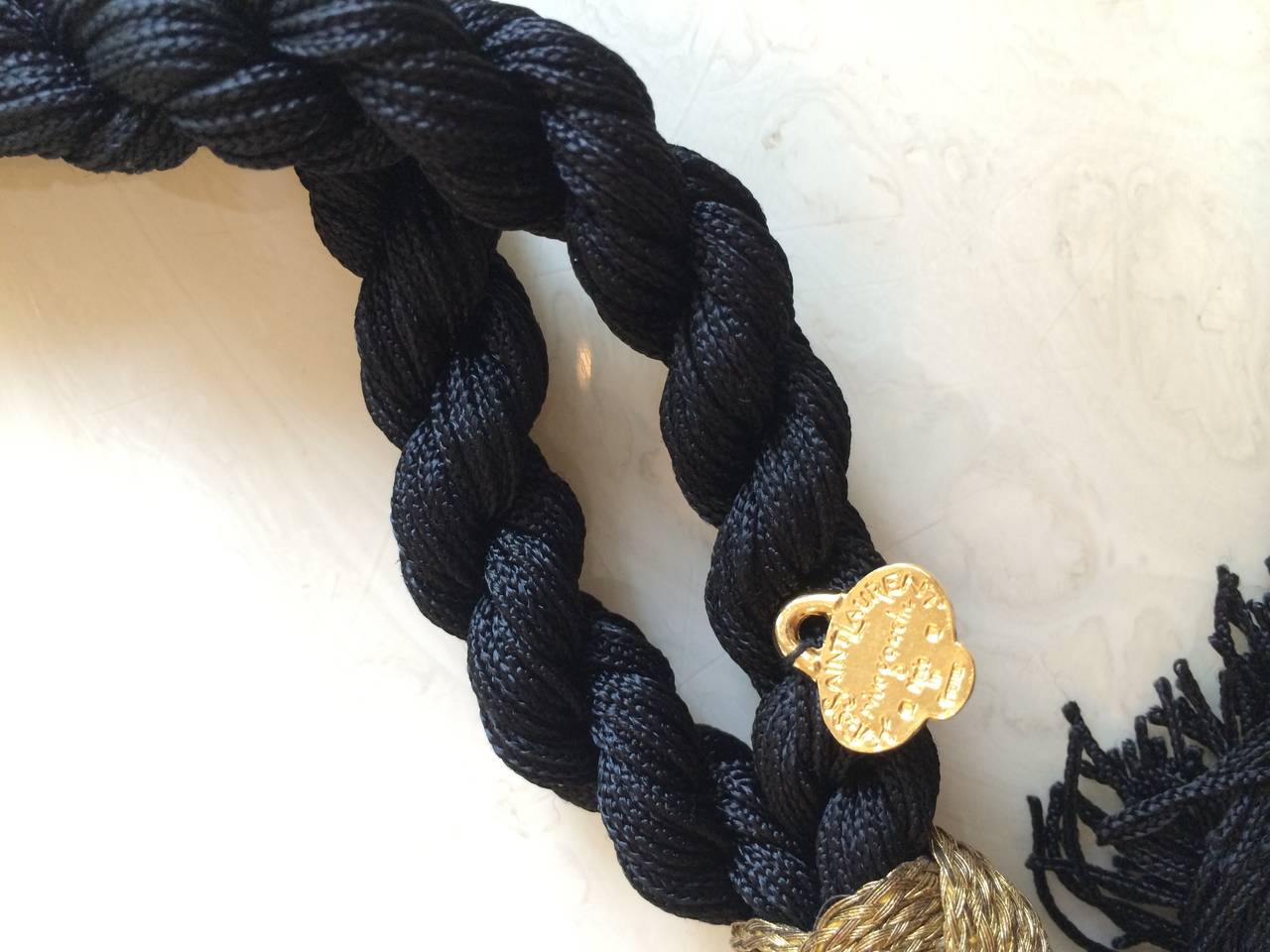 Yves Saint Laurent Black and Gold Rope Tassel Trim  Necklace  and Belt YSL 3