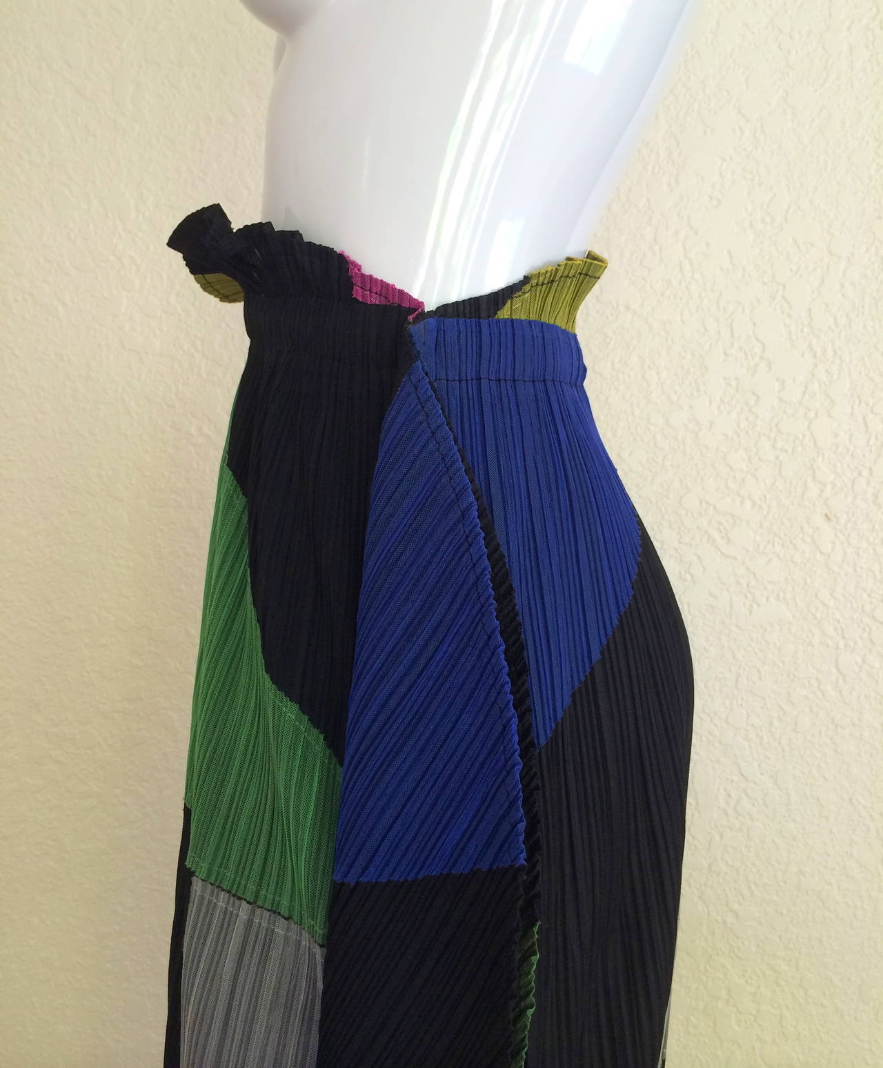 Black  Issey Miyake Pleats Please Sculptural Color Block Skirt / Cape 1990s For Sale