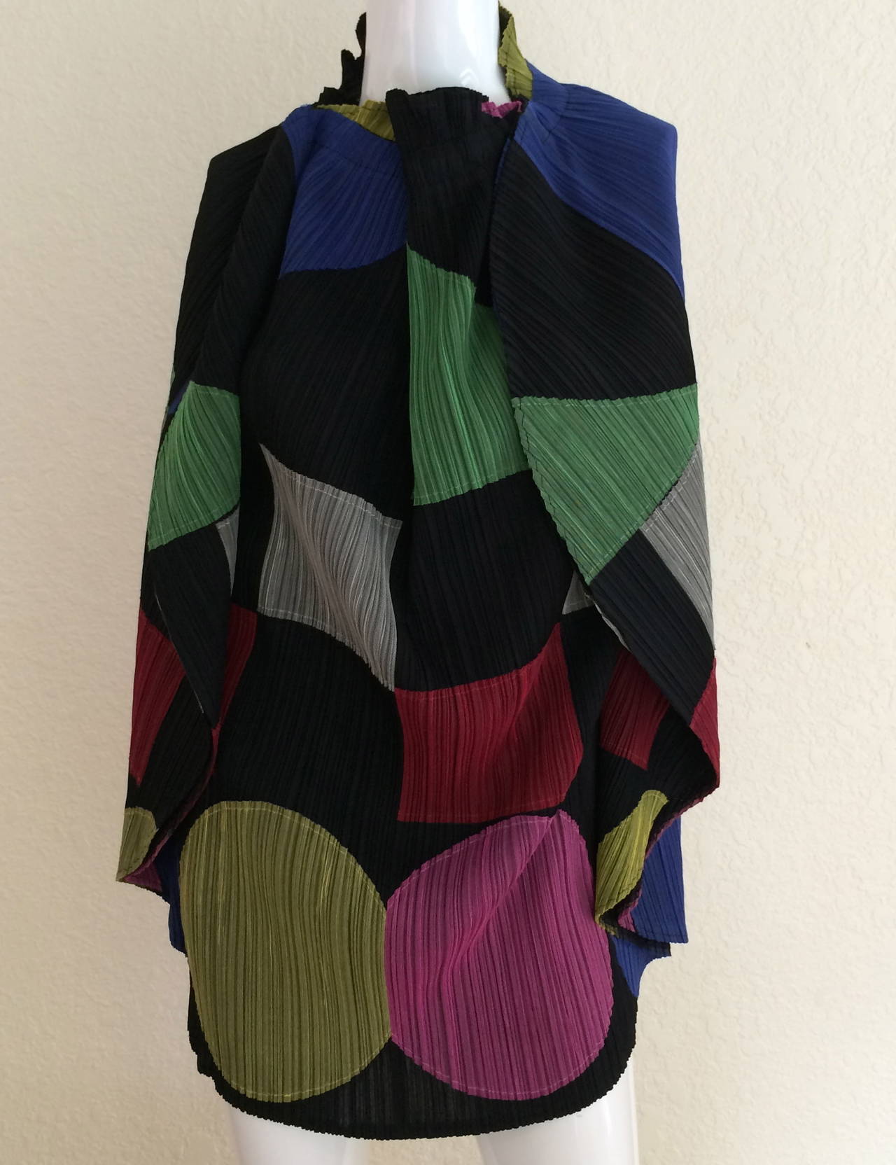 Women's  Issey Miyake Pleats Please Sculptural Color Block Skirt / Cape 1990s For Sale