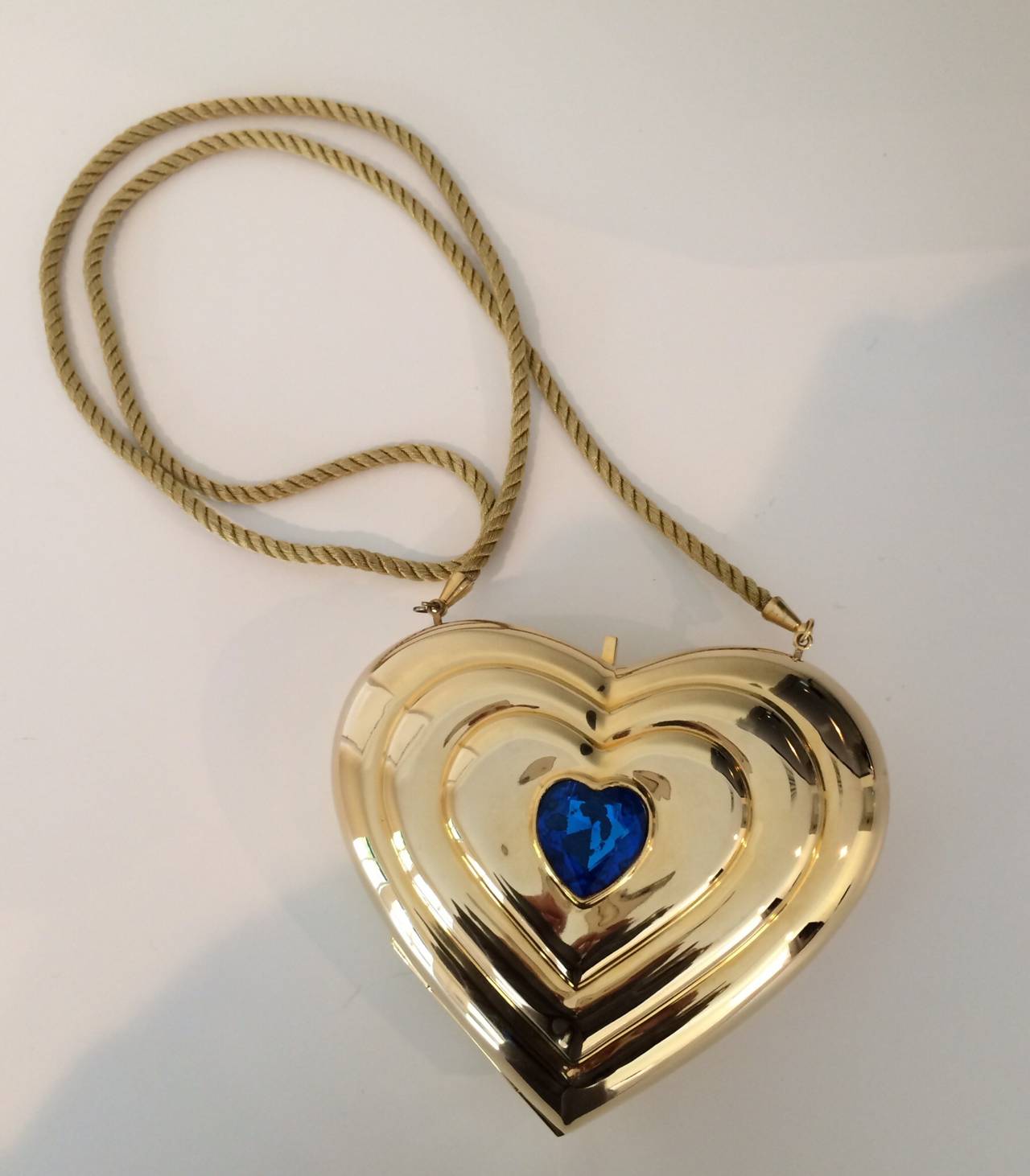 YSL / Yves Saint Laurent Heart Shaped Gold and Sapphire Crystal ...  