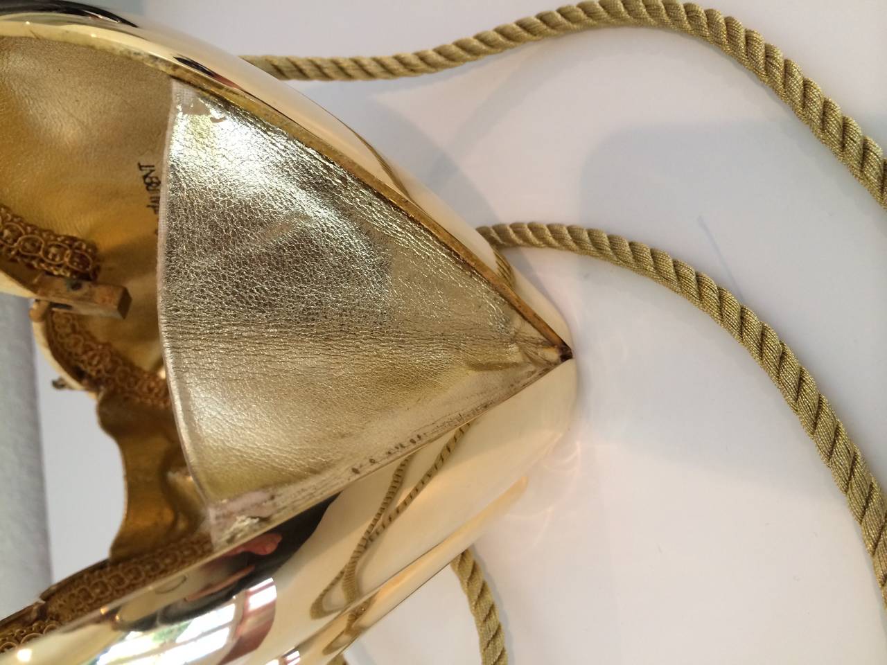 YSL / Yves Saint Laurent Heart Shaped Gold & Sapphire Crystal Minaudiere Bag 2