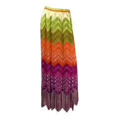 1970s Lanvin Couture Rainbow Fringe Maxi Skirt 5
