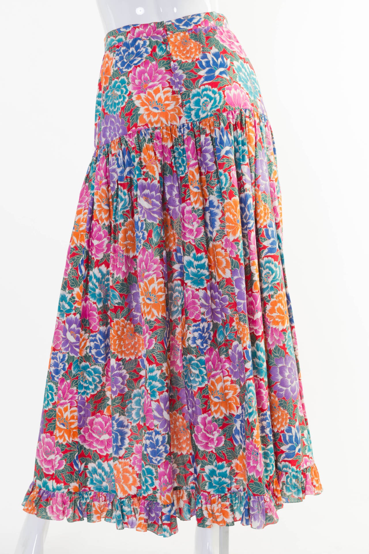 Emanuel Ungaro Floral Maxi Skirt In Excellent Condition In Boca Raton, FL
