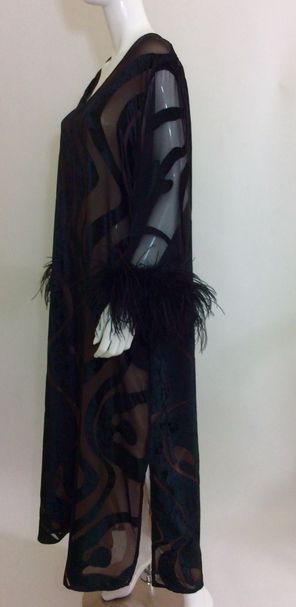 Vintage Valentino Caftan With Feather Cuffs 3