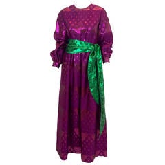 Oscar De La Renta 1960s Metallic Purple and Green Dress 1