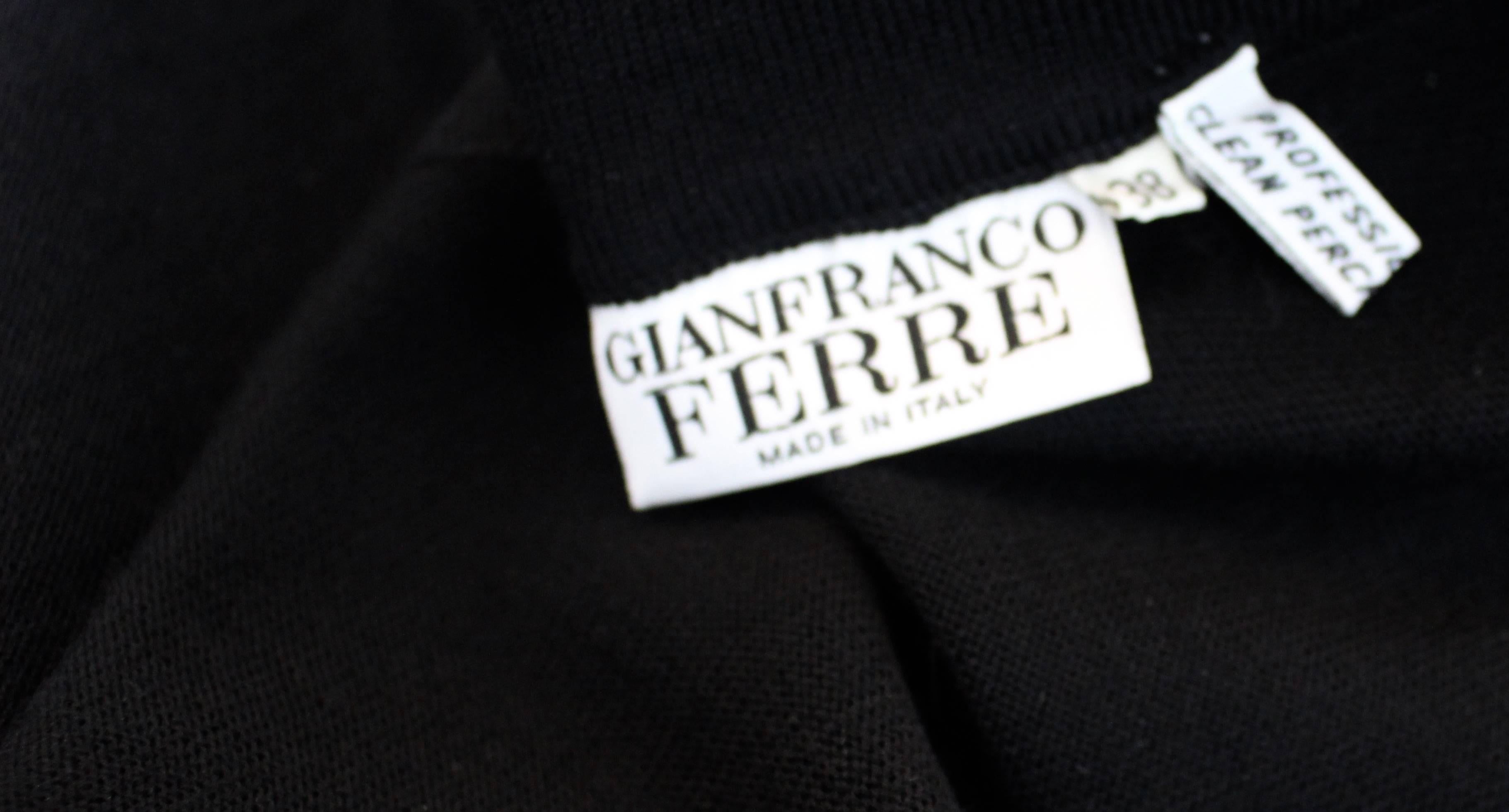 Vintage Gianfranco Ferre Black Wool & Orange Stripe Silk Sweater & Shawl 4