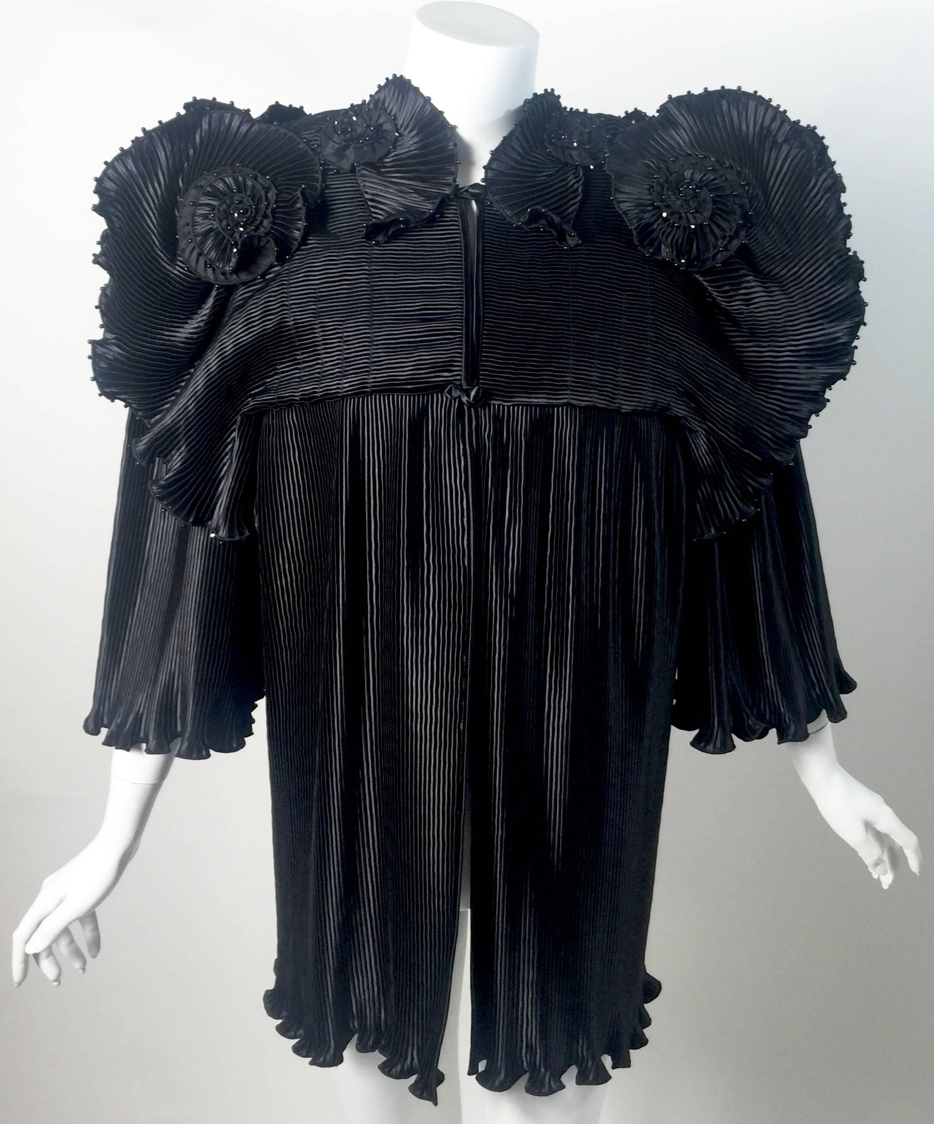 Women's 1970s Zandra Rhodes Black Pleated Sculpted Jacket 