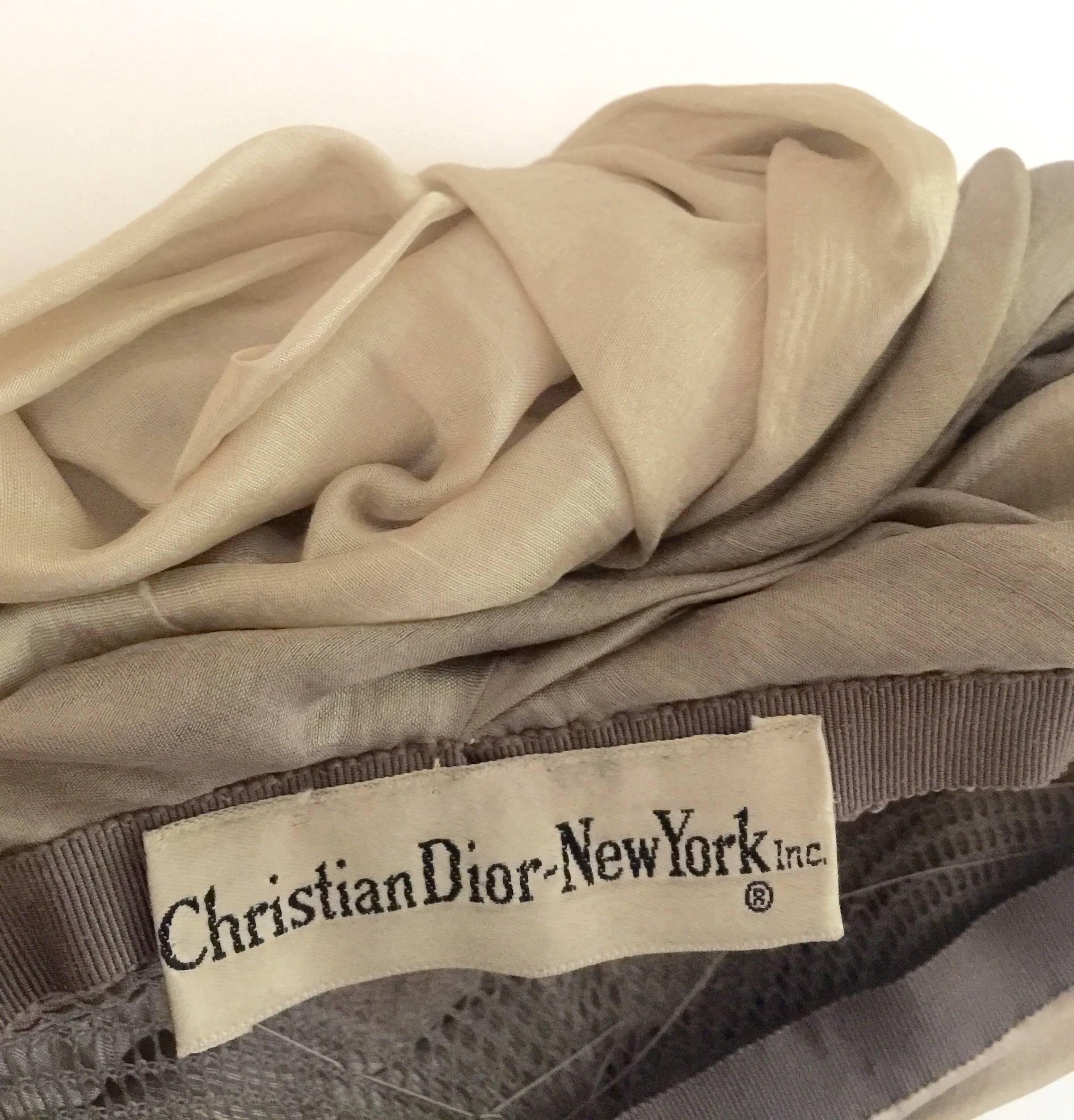  1950s Christian Dior Draped  and Pleated Silk  Ombre Beige Turban Hat  In Excellent Condition In Boca Raton, FL