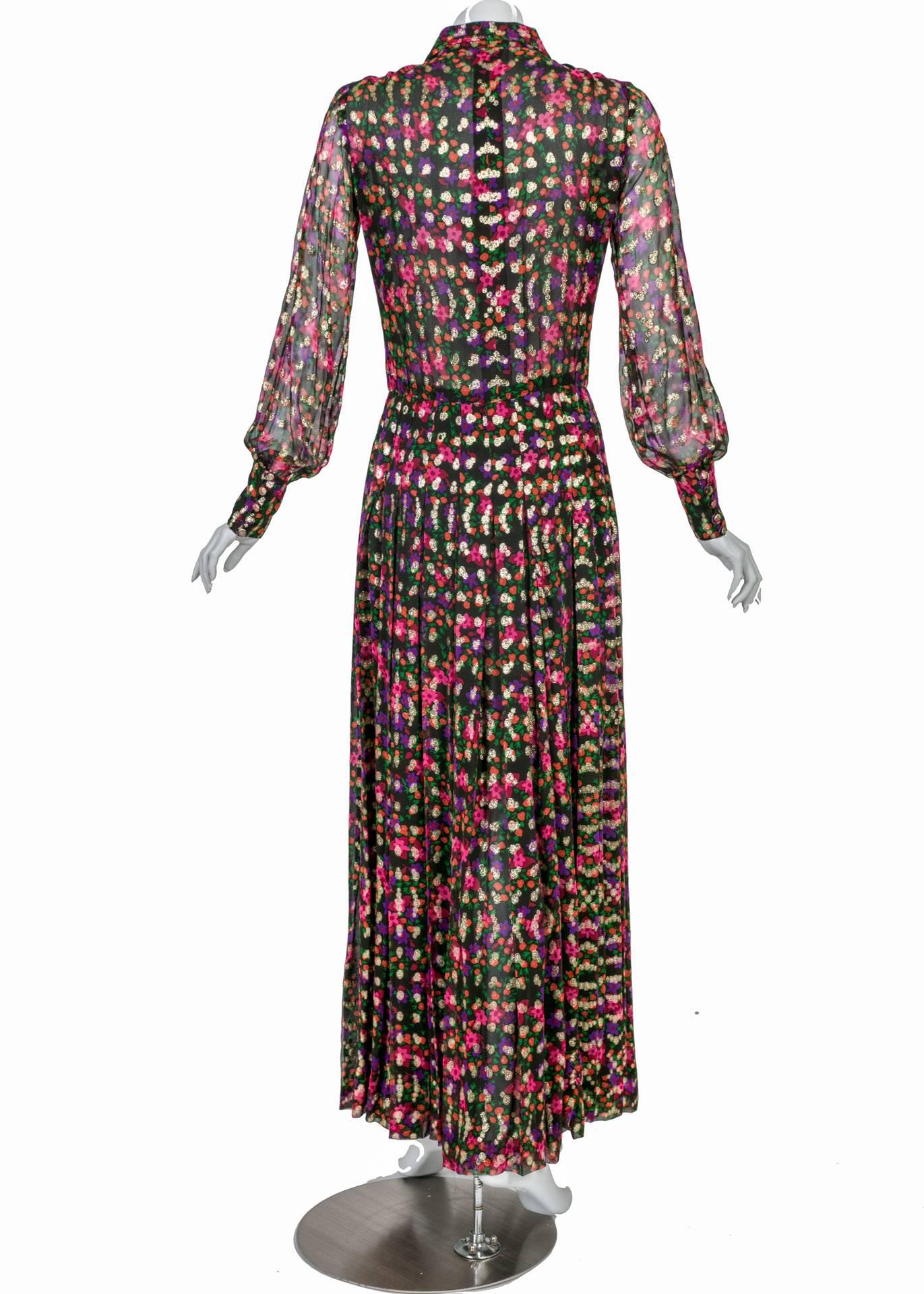 Women's 1970s Chanel Haute Couture Vintage Silk Chiffon Dress no 4550 