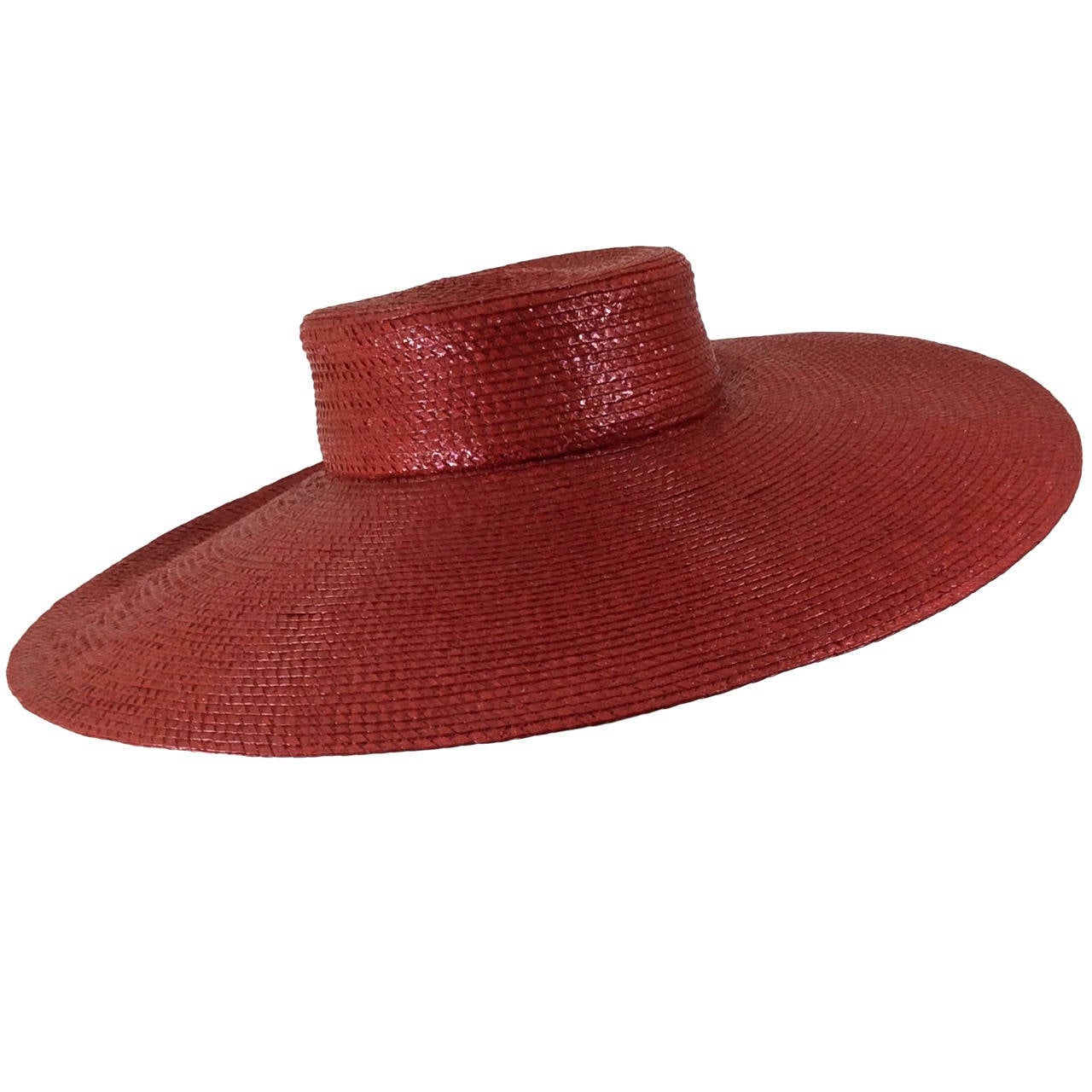 Vintage Givenchy Boutique Glossy Straw Red Hat