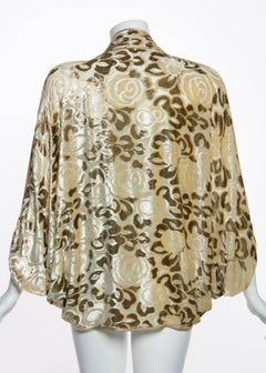 Janice Wainwright Floral Pattern Silk Devoré Velvet Cocoon Jacket Top, 1970s
