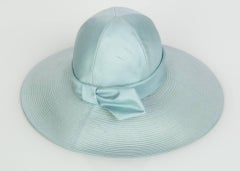 Yves Saint Laurent YSL Soft Blue Silk Hat, 1970s
