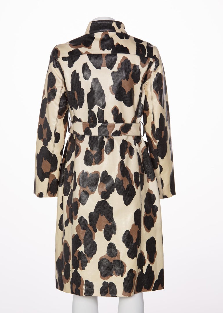 Yves Saint Laurent YSL Animal Print Belted Trench Coat at 1stDibs ysl