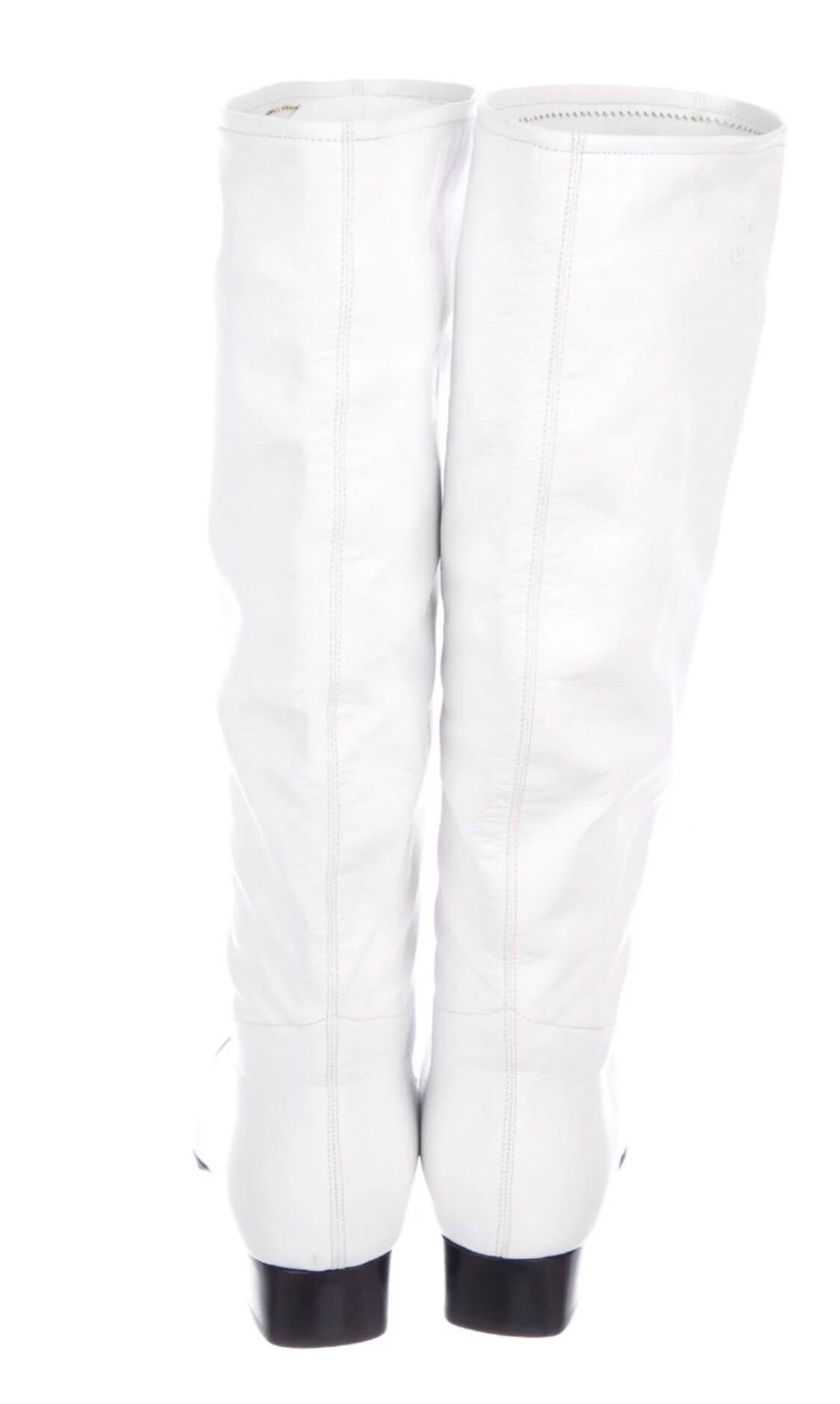 chanel white boots