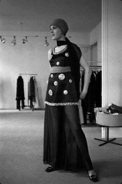 Chloé Karl Lagerfeld Documented Cream Satin Beaded Pod Applique Mini dress, 1969