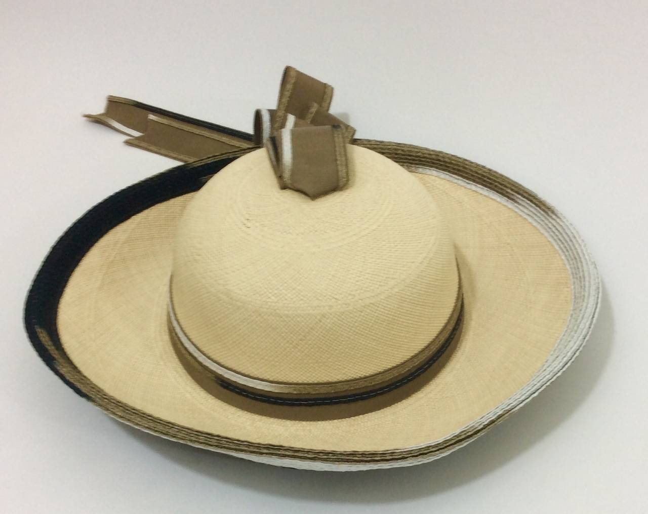 Yves Saint Laurent Vintage Straw and Ribbon Hat YSL In Excellent Condition In Boca Raton, FL