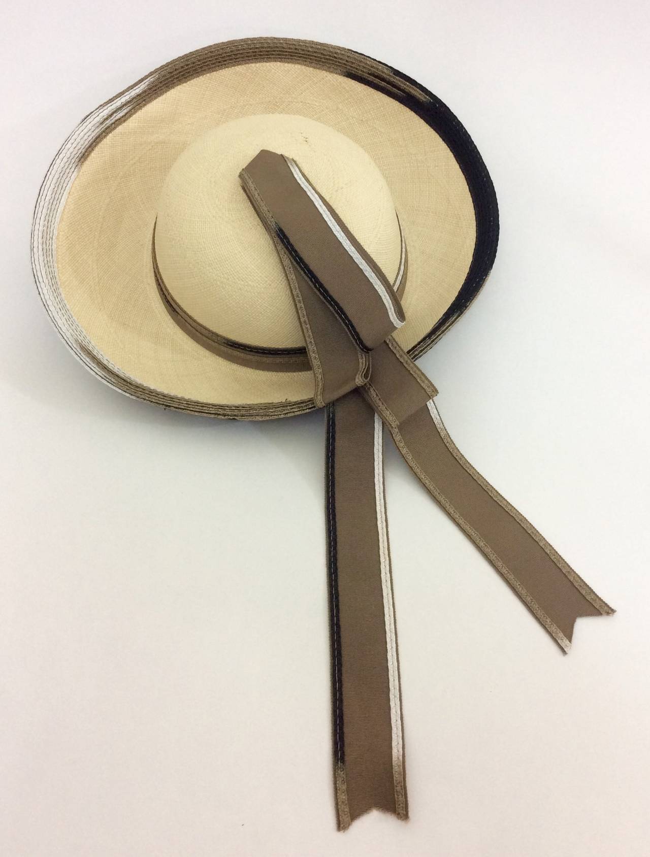 Yves Saint Laurent Vintage Straw and Ribbon Hat YSL 4