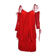 Dolce & Gabbana Red Hot Mini Dress and Arm Bands Set