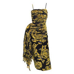 Incredible 1980s Valentino Silk Floral Bustle Dress 11
