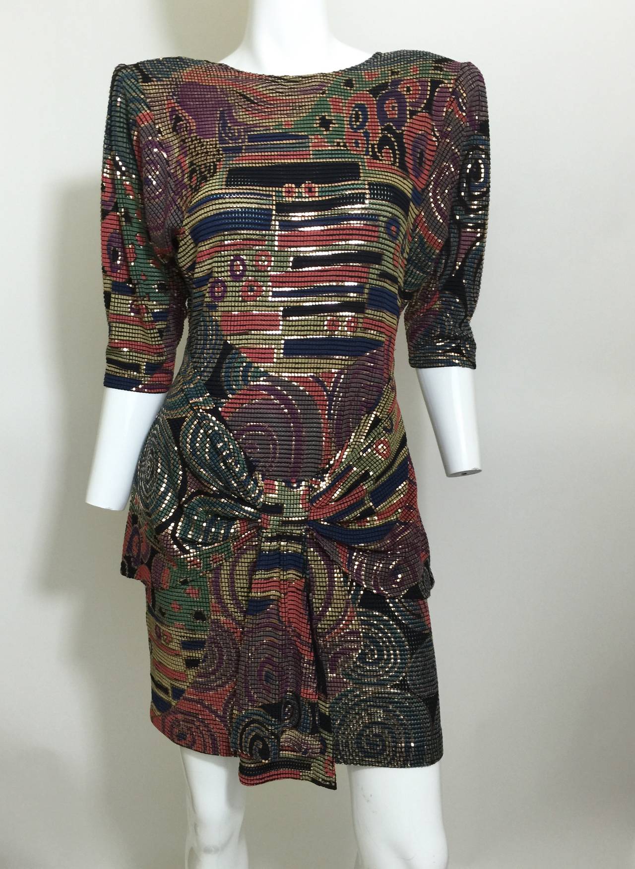 Black Incredible Janine Hand Painted Dress 1980s