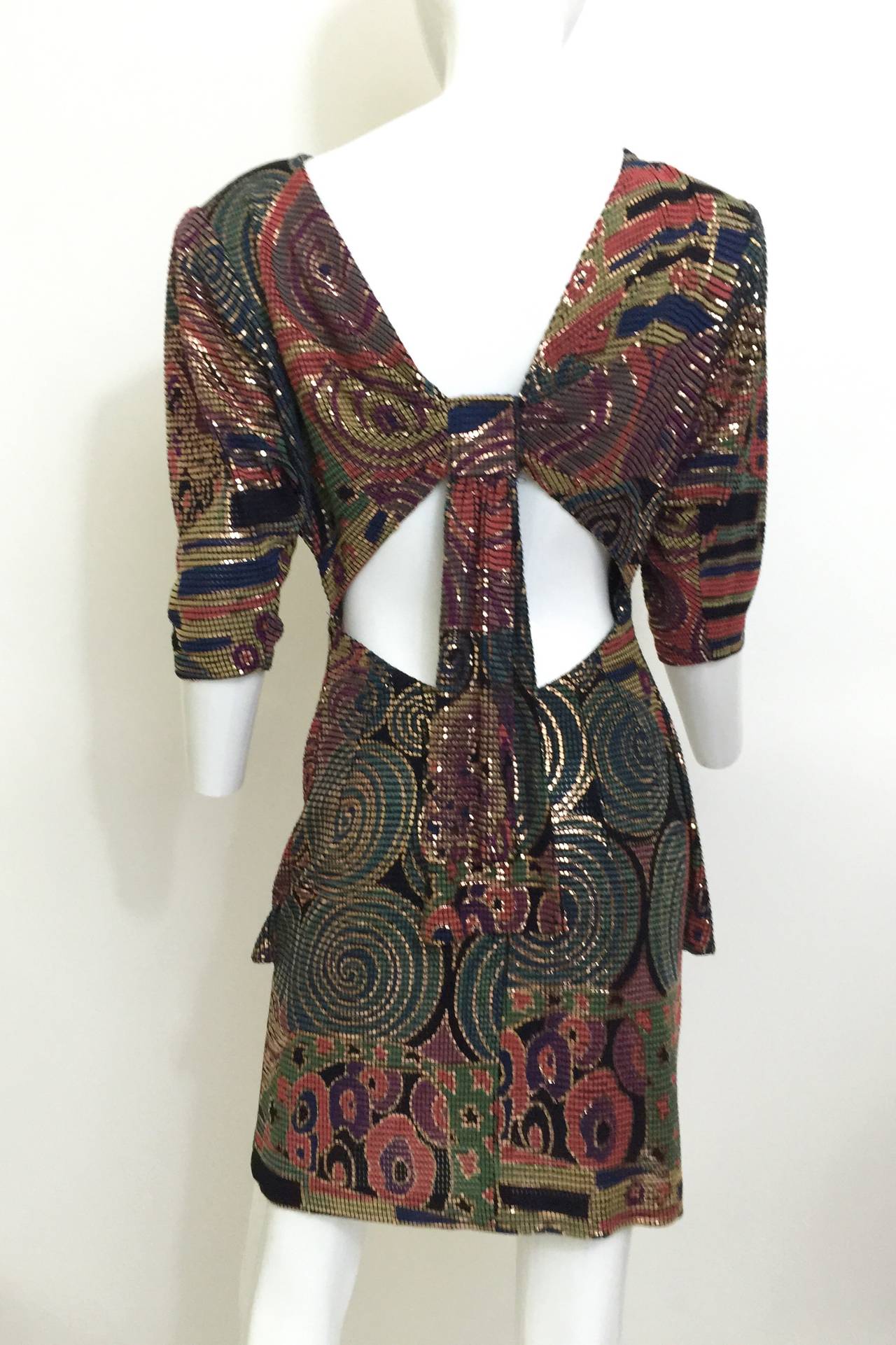 Incredible Janine Hand Painted Dress 1980s In Excellent Condition In Boca Raton, FL