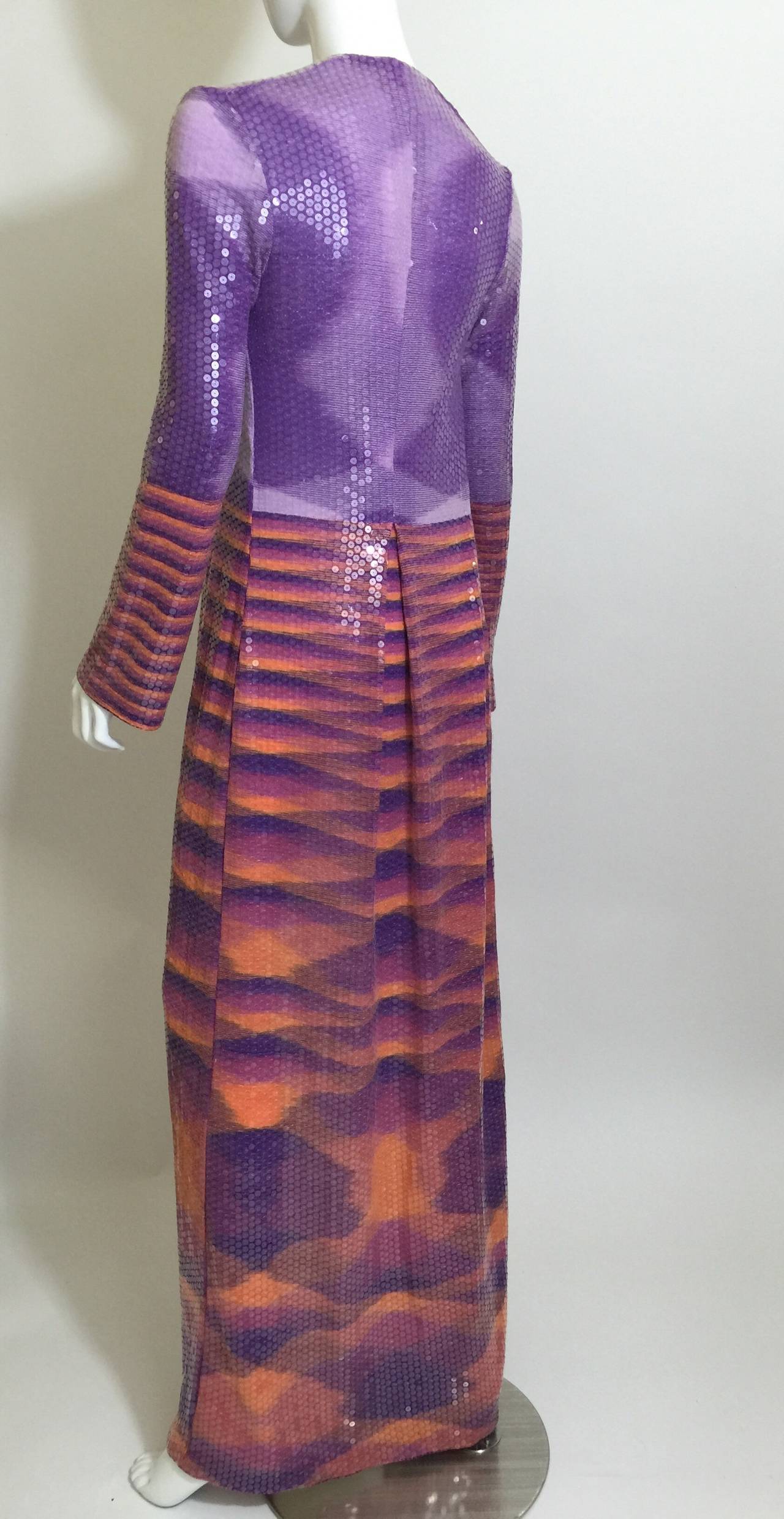 This vintage Missoni cotton knit duster is covered from top to bottom and side to side in iridescent sequins. This is such an incredible piece. I can not even find one missing sequin. 
Closes in the front with three hand set hidden snaps. Unlined.