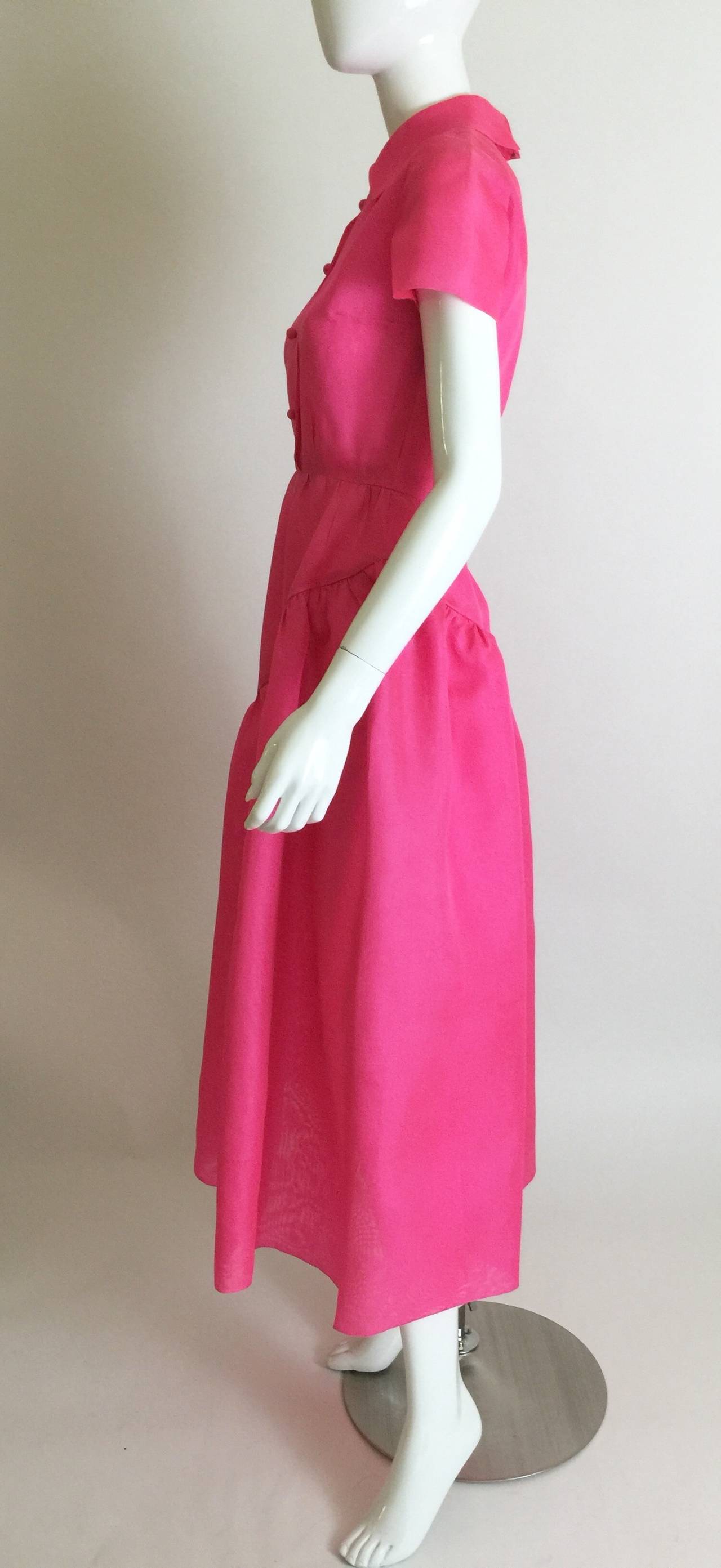 1970's Bill Blass Pink Silk Organza Dress 2