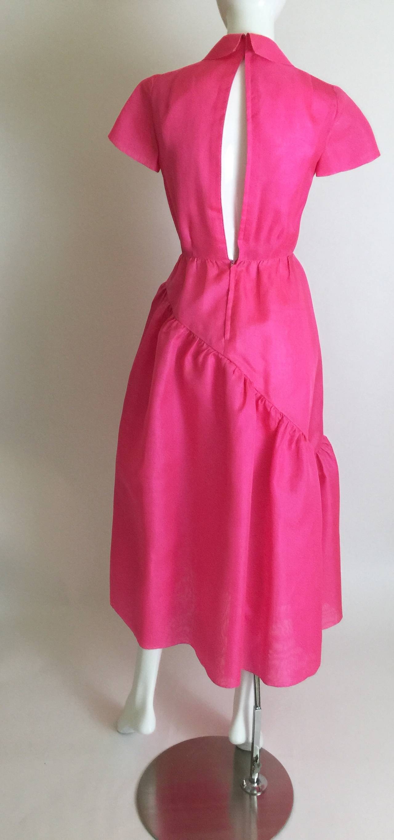 1970's Bill Blass Pink Silk Organza Dress 4