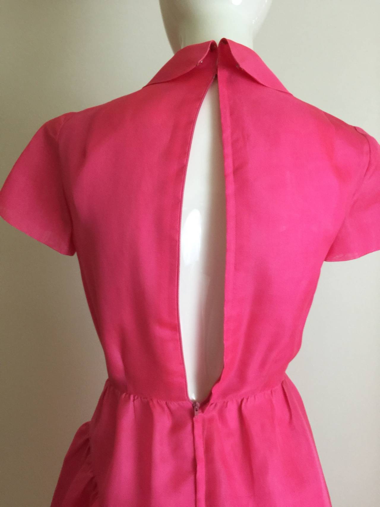 1970's Bill Blass Pink Silk Organza Dress 5