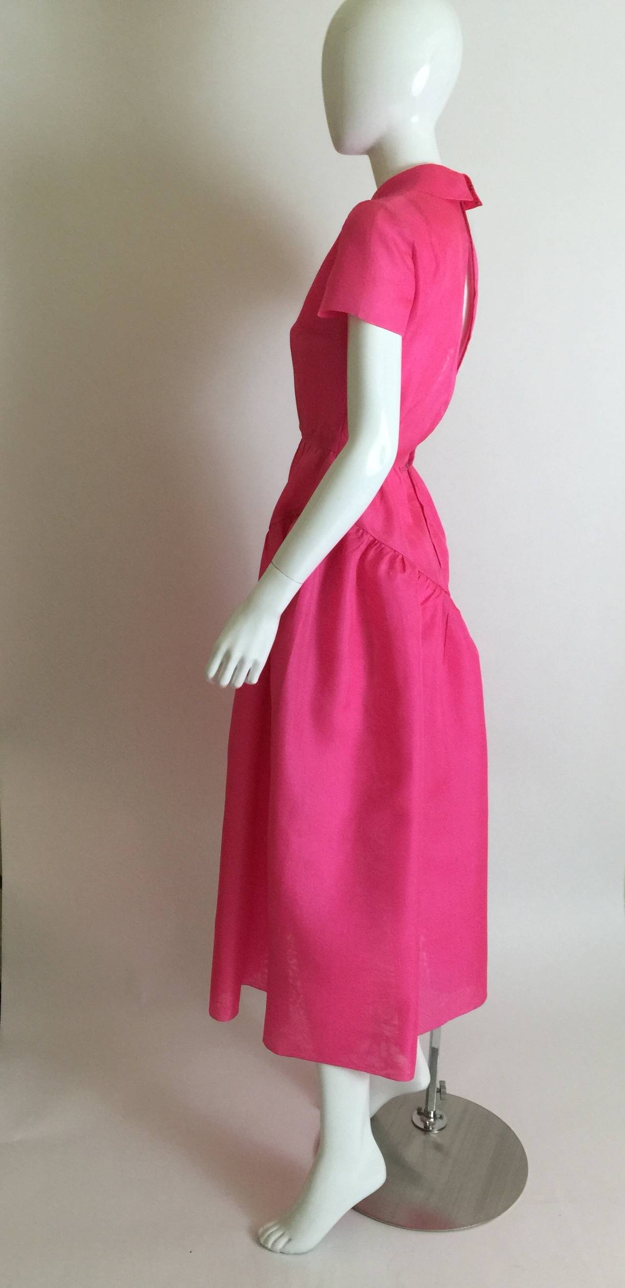1970's Bill Blass Pink Silk Organza Dress 3