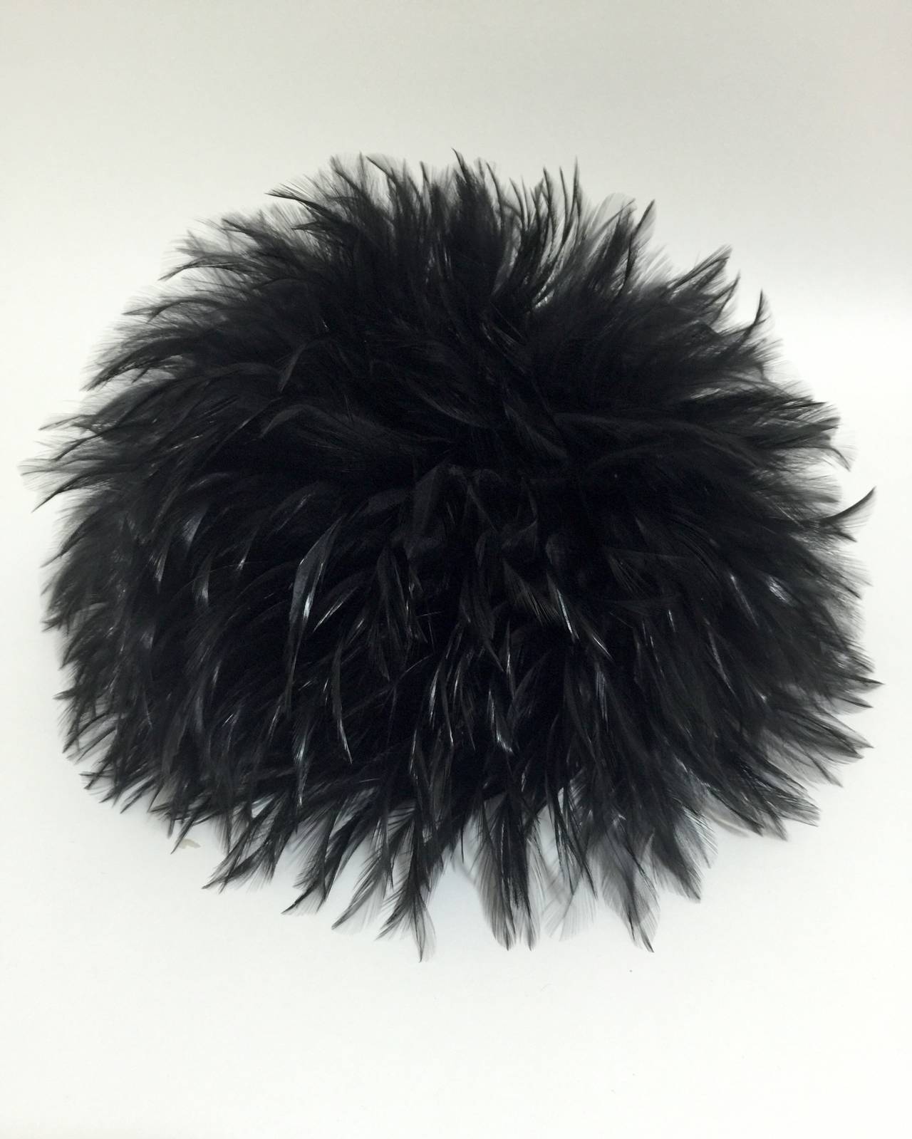 Gray Magnificent Chanel  Black Feather Vintage Collectors Hat with Tags 1990s