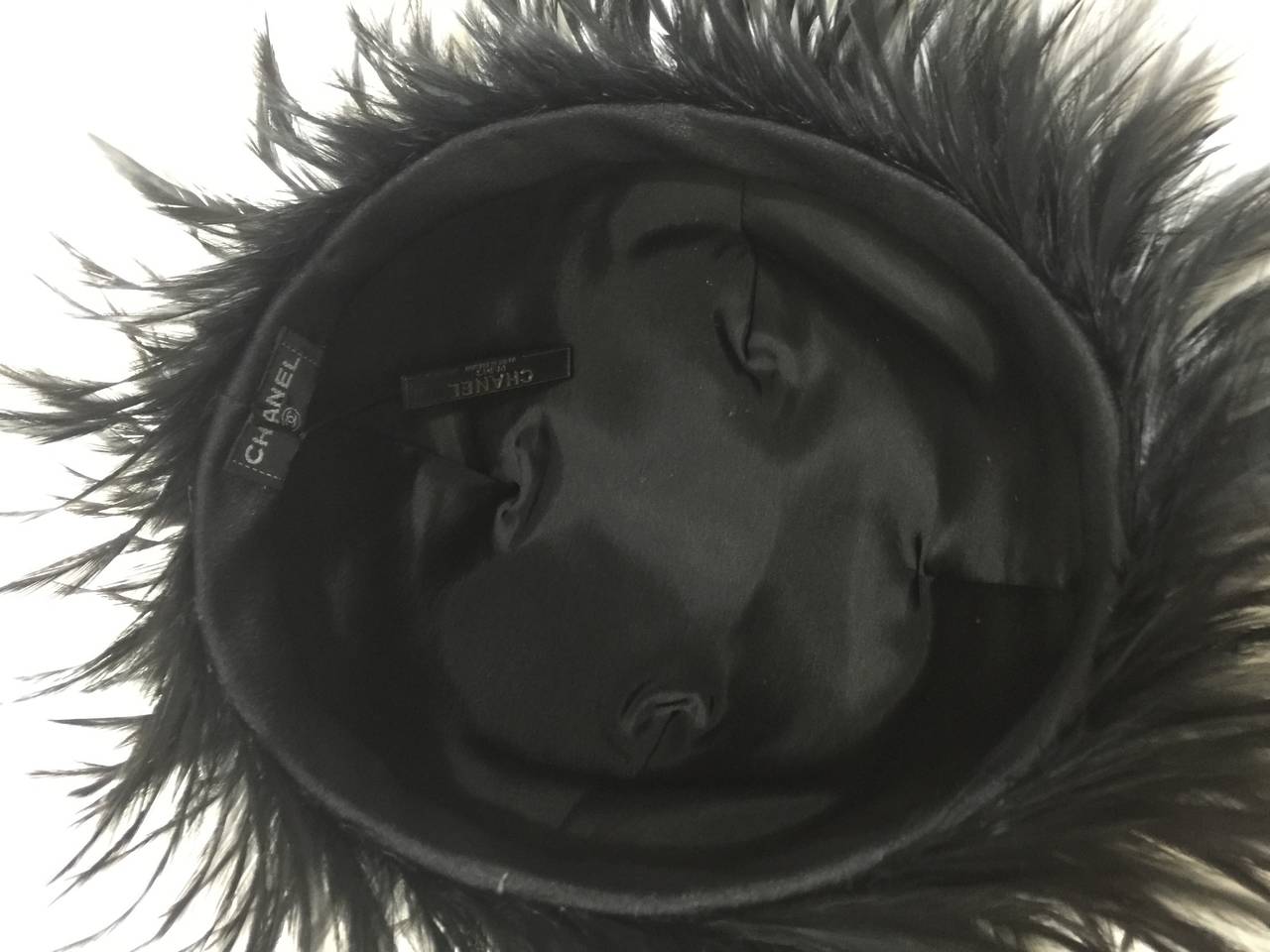 Magnificent Chanel  Black Feather Vintage Collectors Hat with Tags 1990s 3