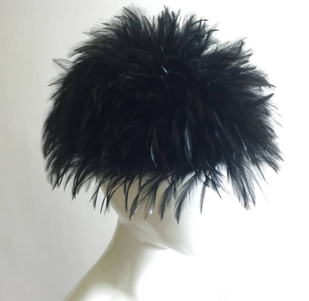 Magnificent Chanel  Black Feather Vintage Collectors Hat with Tags 1990s 1