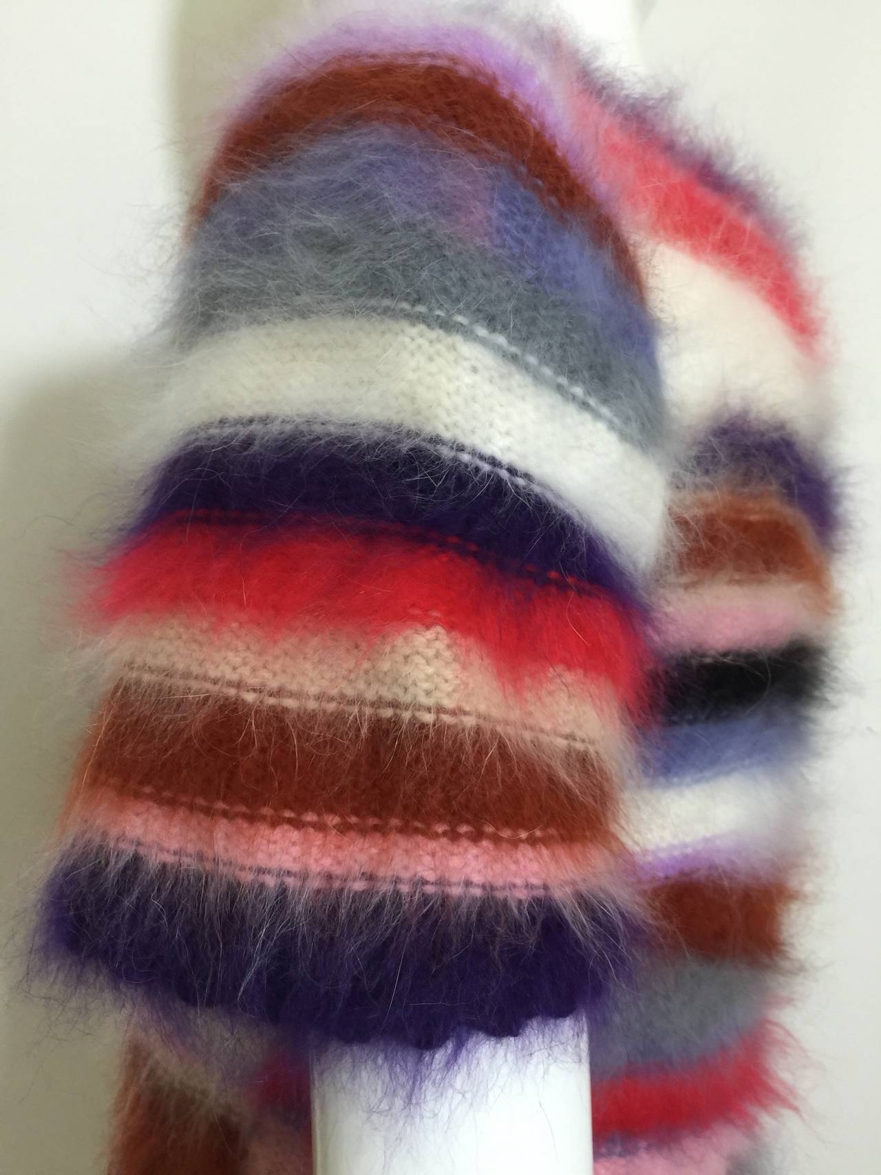 Vintage Rainbow Stripes Mohair / Fur Colorful Sweater &Top In Excellent Condition In Boca Raton, FL