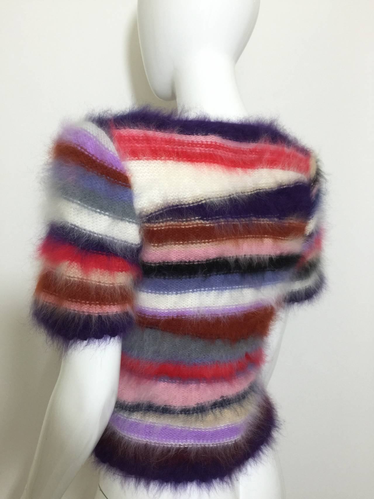 Women's Vintage Rainbow Stripes Mohair / Fur Colorful Sweater &Top
