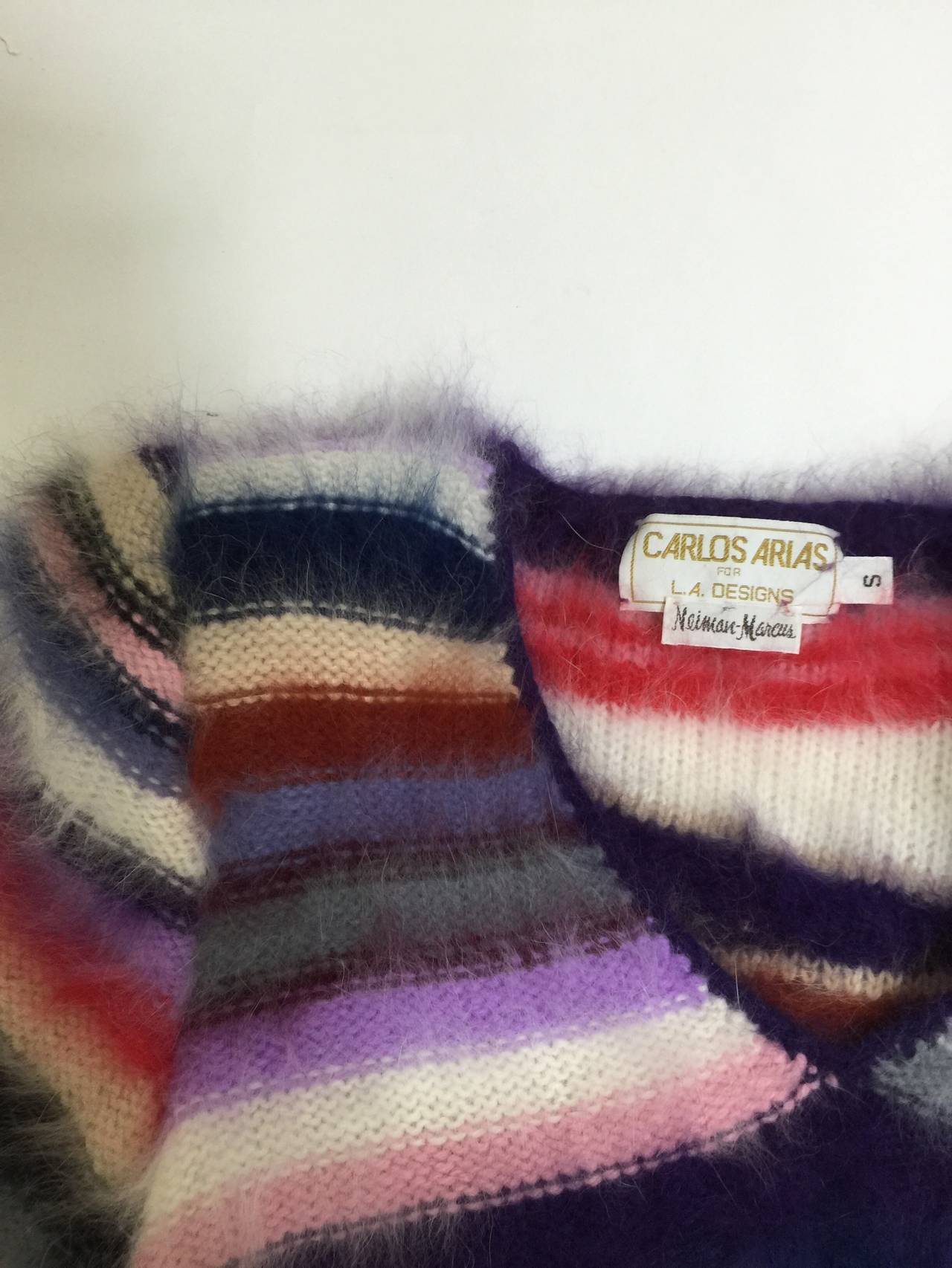 Vintage Rainbow Stripes Mohair / Fur Colorful Sweater &Top 3