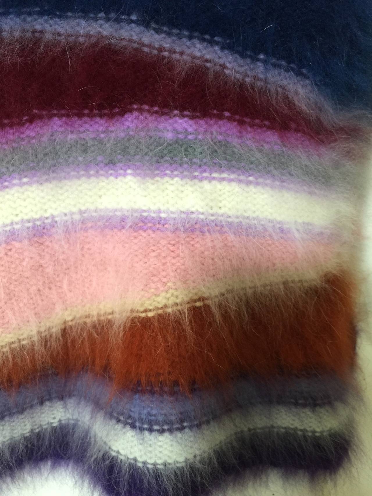 Vintage Rainbow Stripes Mohair / Fur Colorful Sweater &Top 2