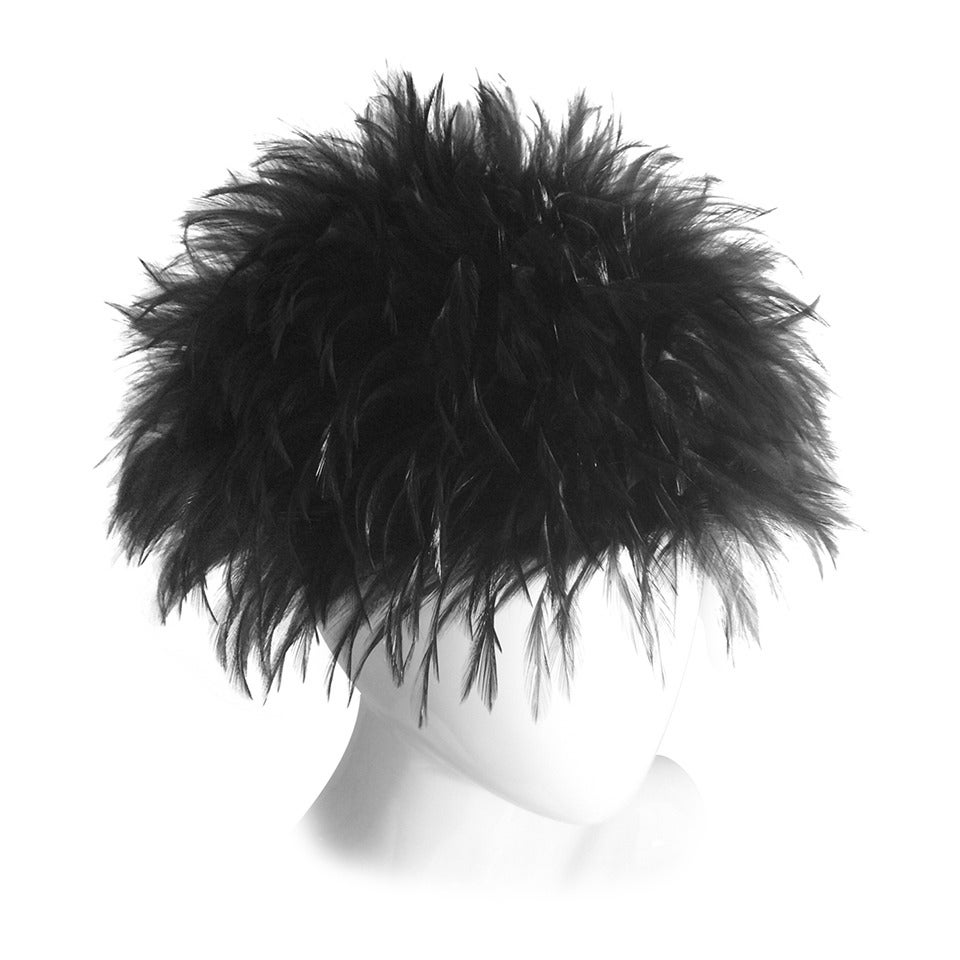 Magnificent Chanel Black Feather Vintage Collectors Hat with Tags 1990s ...