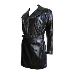 Vintage Gianni Versace Patent Leather Motorcycle Jacket & Skirt 5