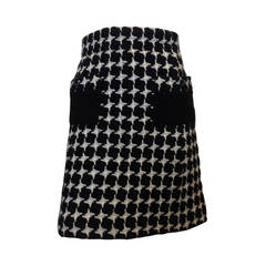 Chanel Black and White Knit Houndstooth Skirt