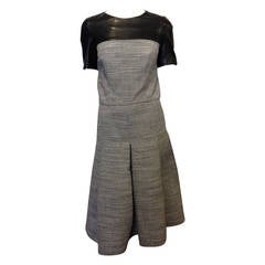 Balenciaga Black and Grey Leather Trimmed Dress