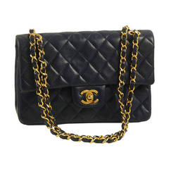 1980s Chanel Blue Leather Quilted Flap Bag 1980s Chanel Blue Leather Quilted Flap Bag