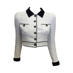 Chanel Light Blue and Black Cropped Jacket