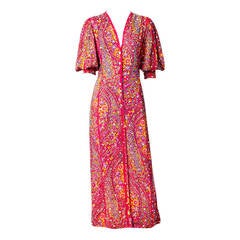 Vintage Puaiine Trigere Paisley Pattern Dress with Diamente Detail