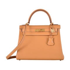 SAVVY CHIC HERMES KELLY 28cm SABLE STUNNING GOLD HARDWARE