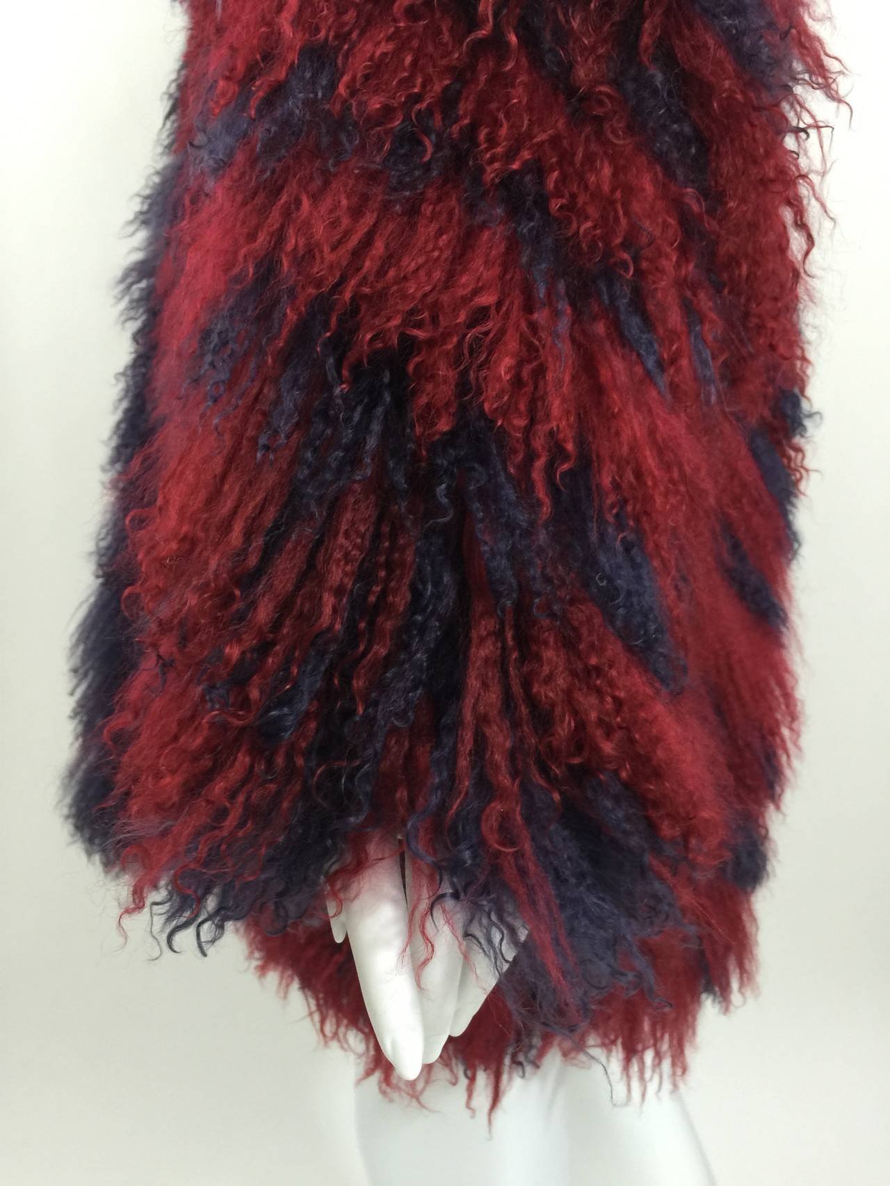 Black YSL Vintage Yves Saint Laurent Fourrures Mongolian Red & Purple Fur