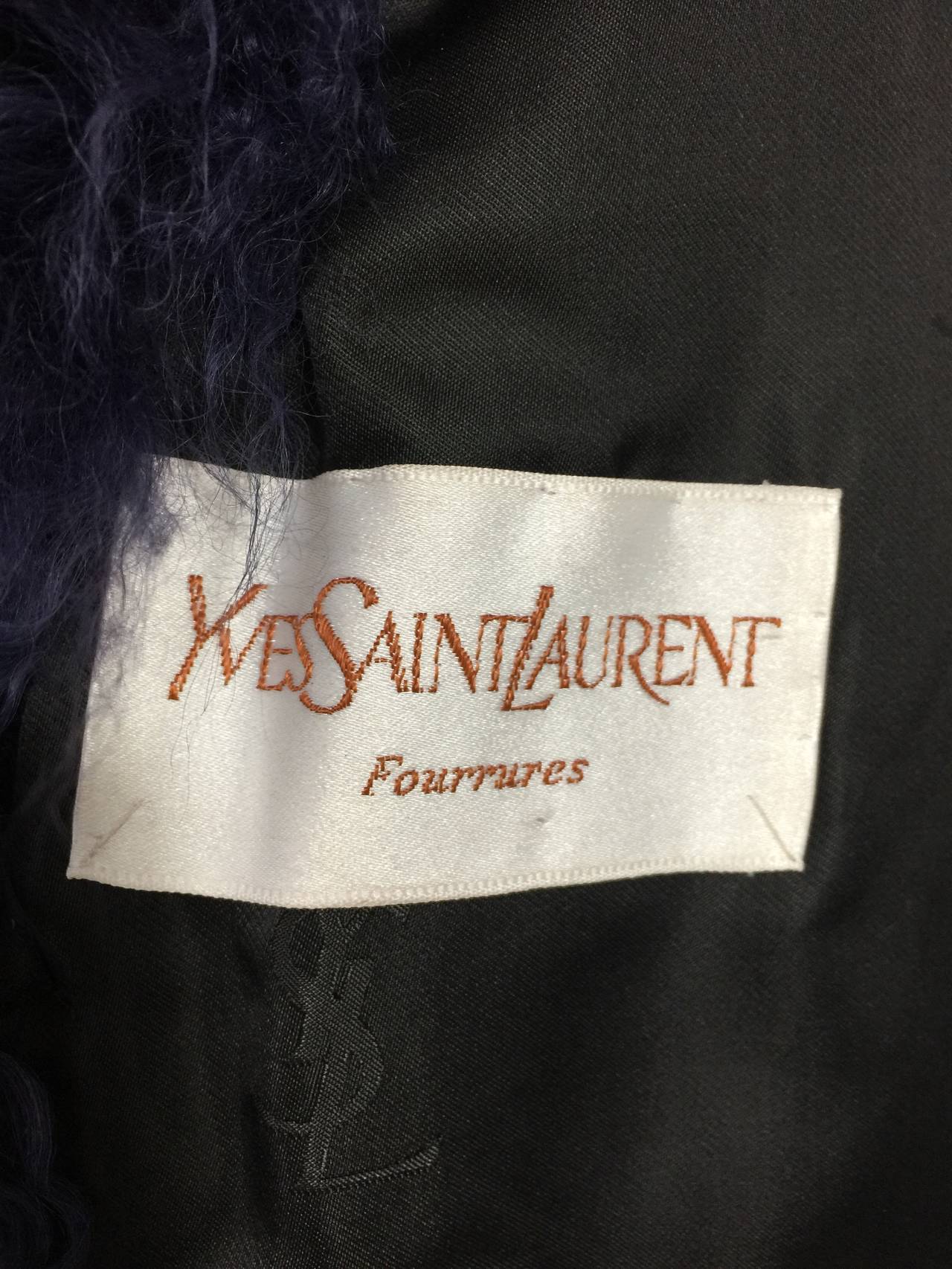 YSL Vintage Yves Saint Laurent Fourrures Mongolian Red & Purple Fur In Good Condition In Boca Raton, FL