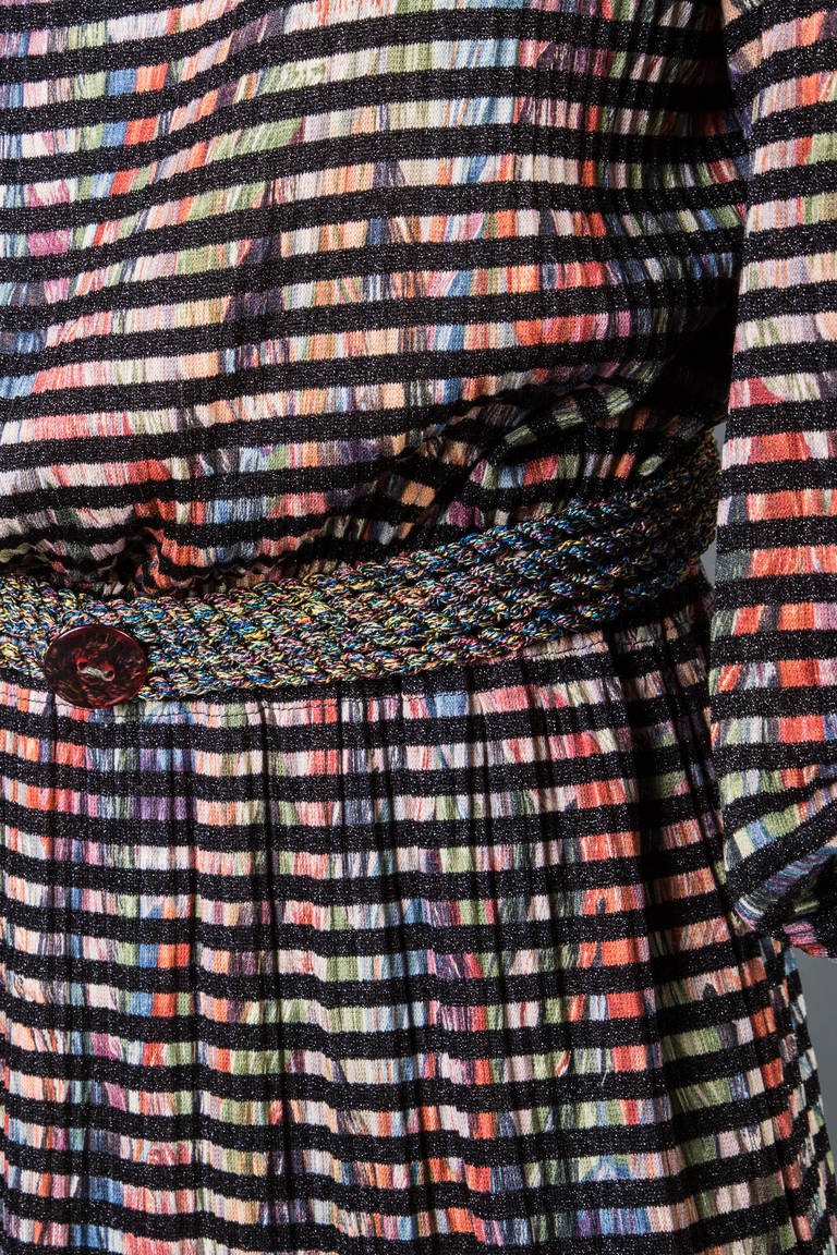Vintage  Missoni Multicolored Dress with Matching Ruffle Collar and Belt  For Sale 1