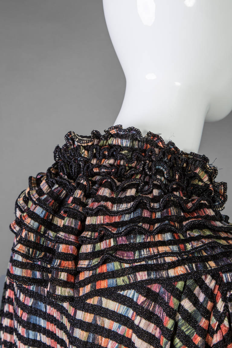 Vintage  Missoni Multicolored Dress with Matching Ruffle Collar and Belt  In Excellent Condition For Sale In Boca Raton, FL